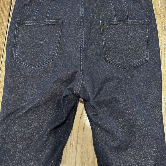 32 Anthropologie Pilcro High-Rise Sparkle  Gold Shimmer Denim Leggings Women’s - Picture 9 of 11
